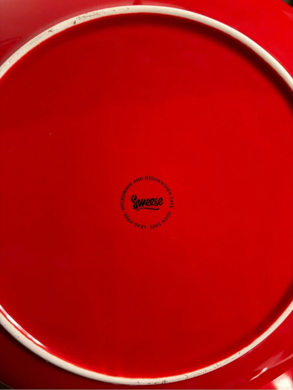Sweese Red Porcelain Plates Vibrant Red - Set of 3